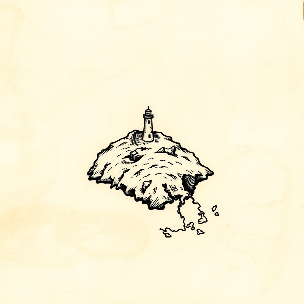 island map · ink on parchment