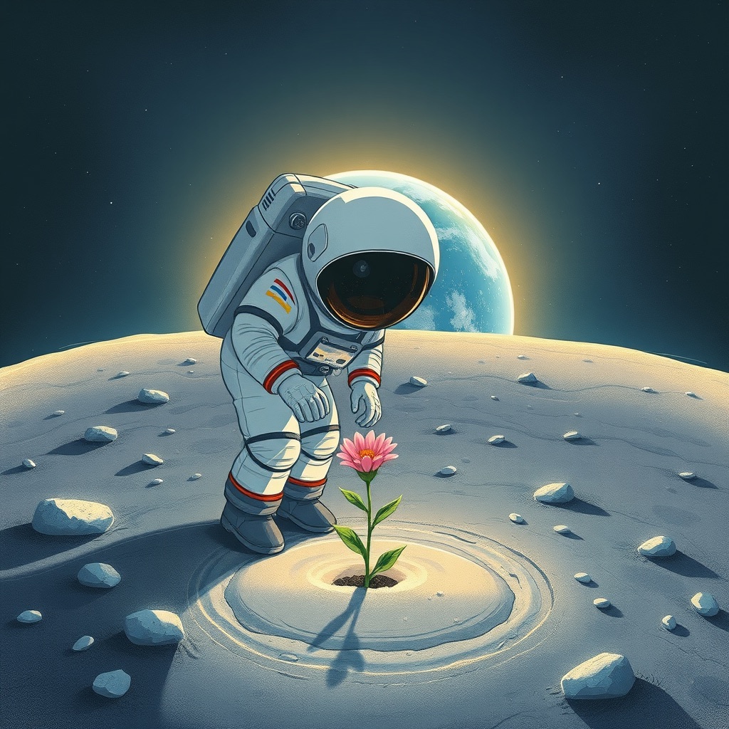 astronaut and a flower · storybook