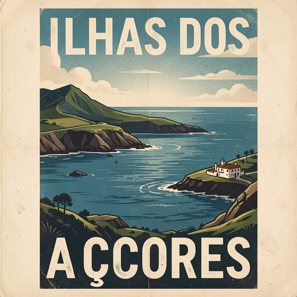 "ILHAS DOS AÇORES" poster · text rendering