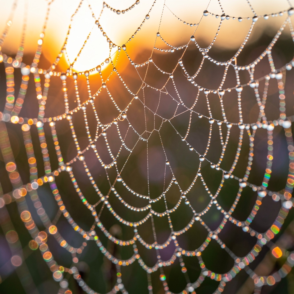 dew on a spider web · macro