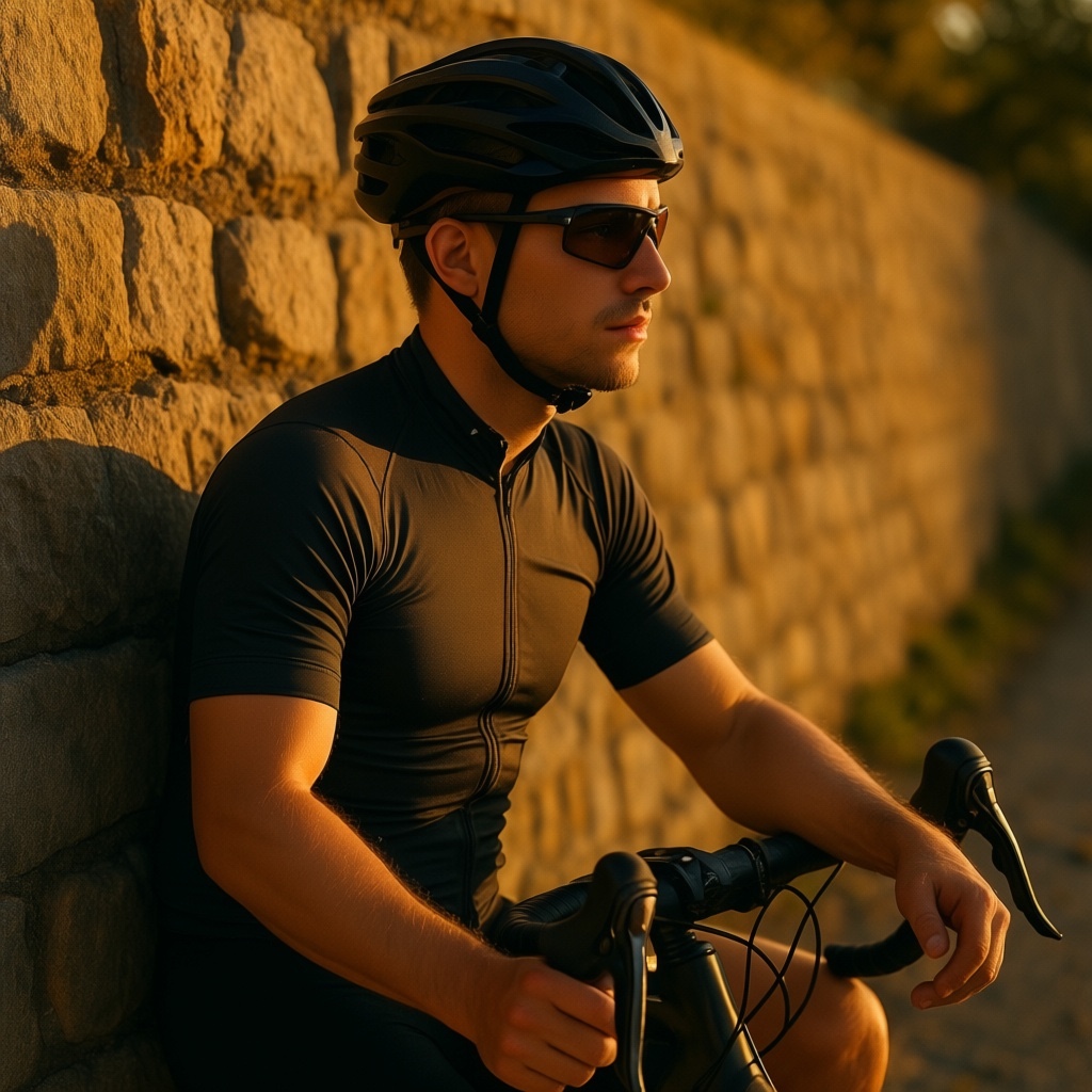 cyclist at golden hour · 35mm film